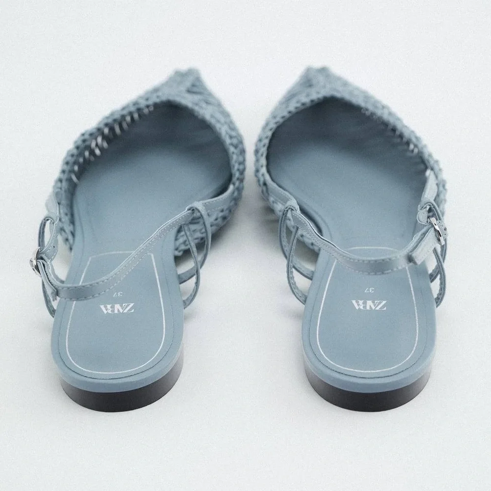 Zara woven slingback flats blue NWT - Picture 6 of 8